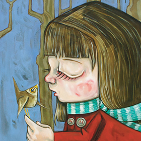 Girl holding bird